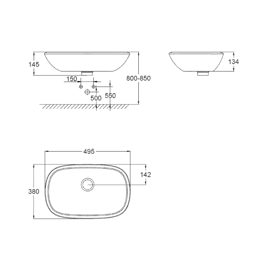 GROHE 39216000 - Lavabo à poser EUROSTYLE 500 × 380 mm en céramique, blanc