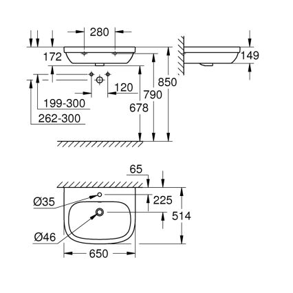 GROHE 39323000 - Wastafel EURO CERAMIC 650 × 514 mm keramiek/wit