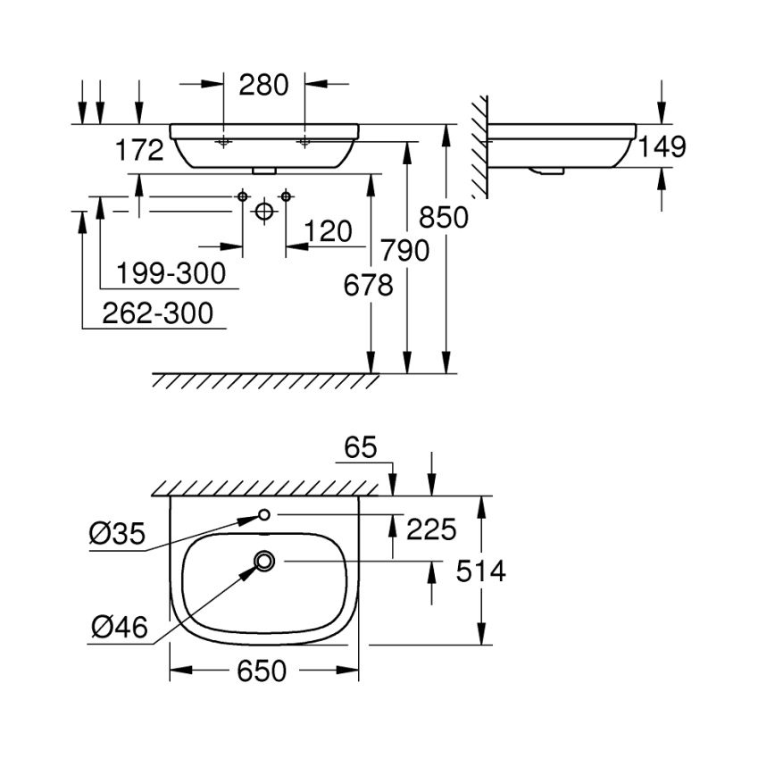 GROHE 39323000 - Wastafel EURO CERAMIC 650 × 514 mm keramiek/wit