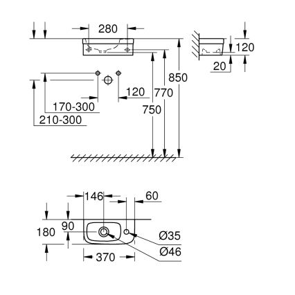 GROHE 39327000 - Wastafel BAU CERAMIC 370 × 180 mm keramiek/wit