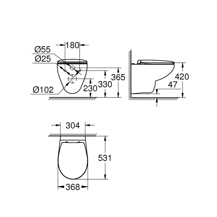 GROHE 39351000 - WC suspendu BAU CERAMIC 53,1 × 36,8 × 36,3 cm céramique/blanc