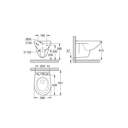 GROHE 39427000 - WC suspendu BAU CERAMIC 368 x 531 mm céramique/blanc