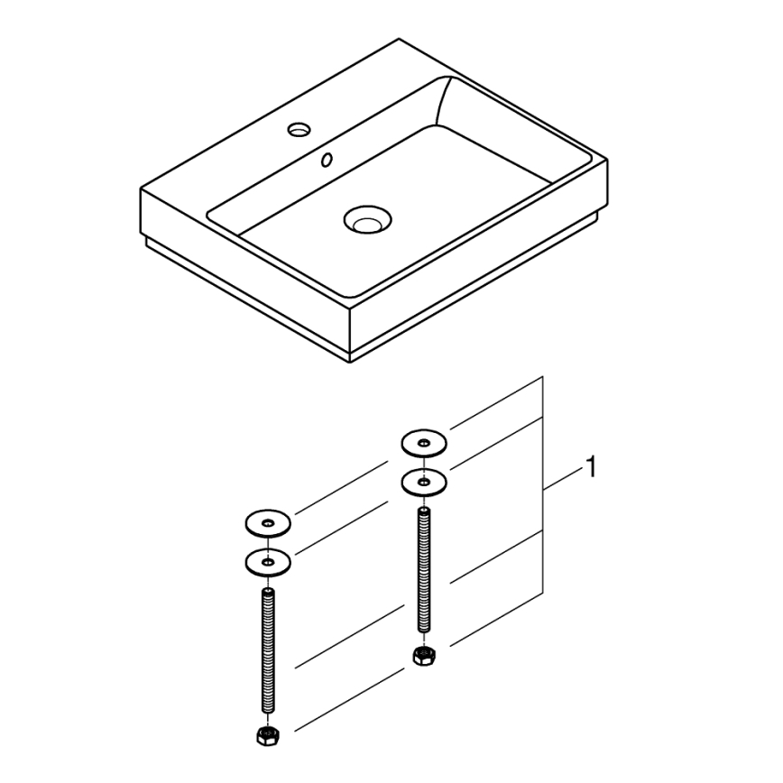 GROHE 3947700H - Lavabo CUBE CERAMIC 600 × 490 mm céramique/blanc