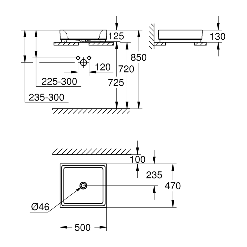 GROHE 3948100H - Wastafel CUBE 500 × 470 mm keramiek/wit