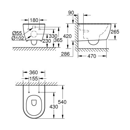GROHE 3957100H - Hangend toilet ESSENCE keramiek/wit