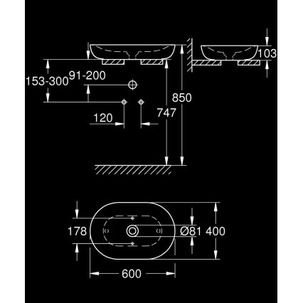 GROHE 3960800H - Opzetwastafel ESSENCE 600 × 400 mm keramiek/wit