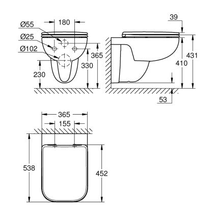 GROHE 39815000 - Hangend toilet START EDGE 53,8 x 36,5 cm DuroWhite