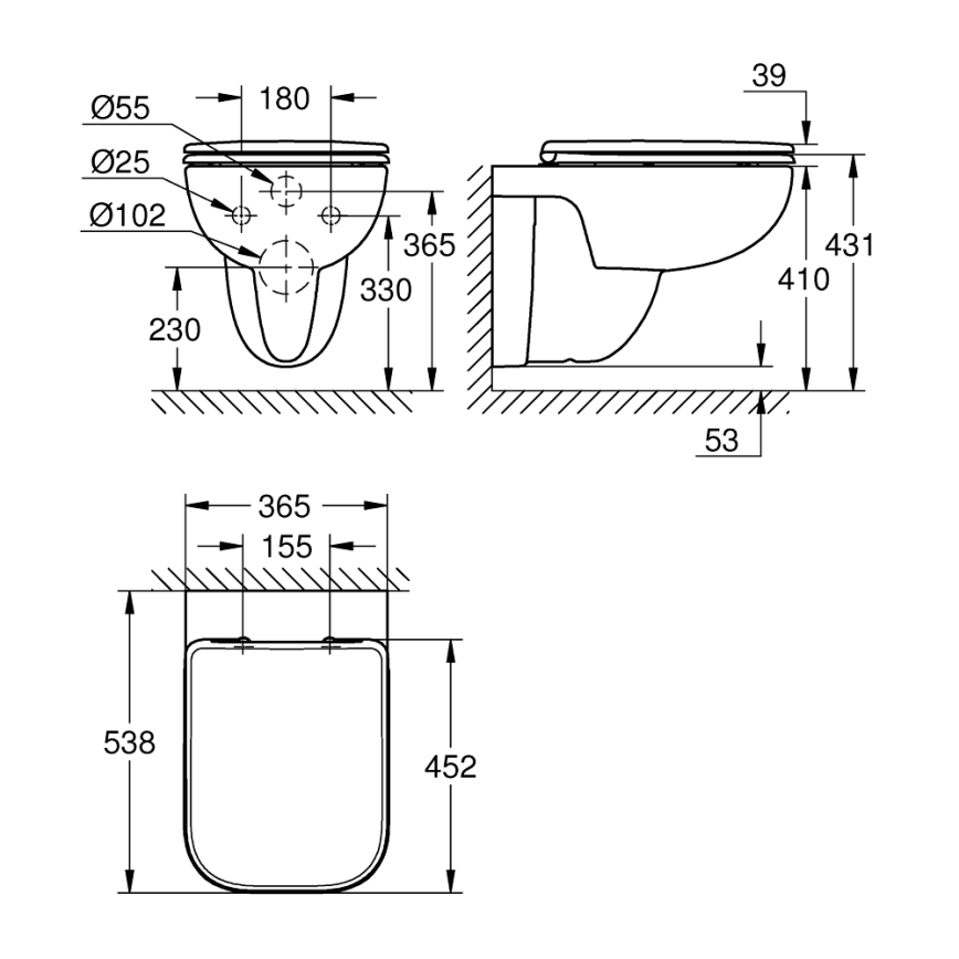 GROHE 39815000 - Hangend toilet START EDGE 53,8 x 36,5 cm DuroWhite