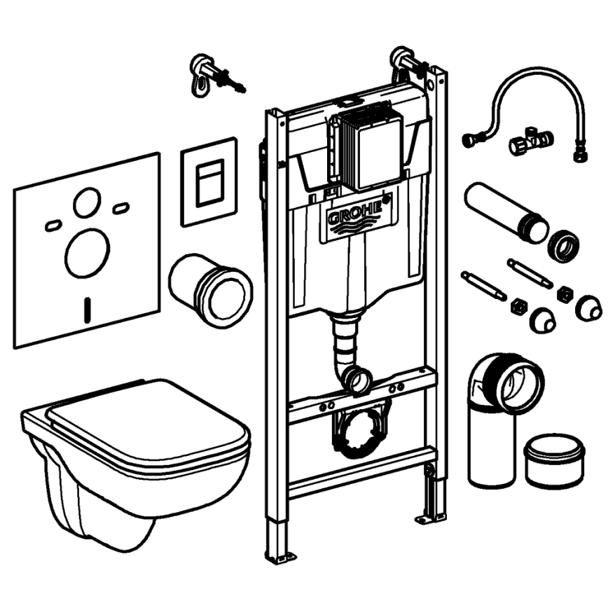 GROHE 39816000 - Ensemble pour WC SOLIDO COMPACT 1,13 m céramique/blanc