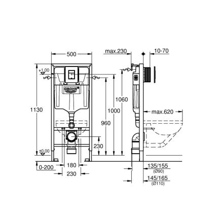 GROHE 39930000 - 4-in-1-set voor SOLIDO WC, 1,13 m, glanzend chroom