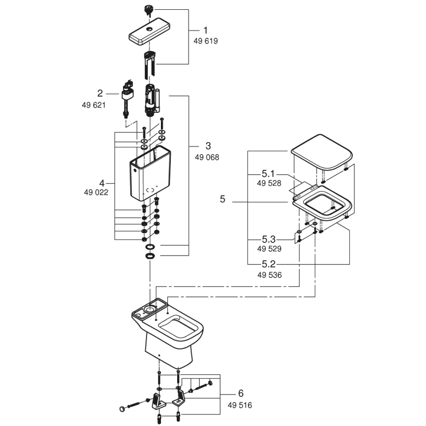 GROHE 39951000 - WC combiné START EDGE 384 × 668 mm céramique/blanc