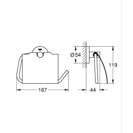 GROHE 40367001 - Porte-rouleau de papier toilette ESSENTIALS 167 x 119 mm chromé brillant