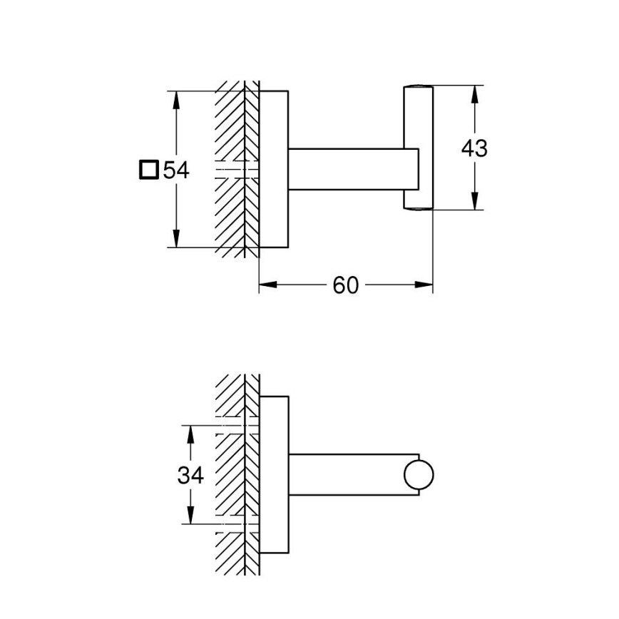 GROHE 40961DC0 - Haak voor badjas START CUBE roestvrij staal