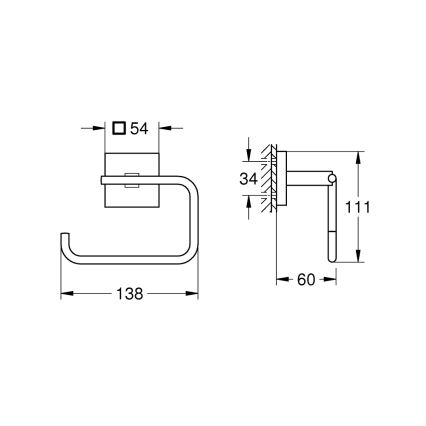 GROHE 40978DC0 - Porte-papier toilette START CUBE en acier inoxydable