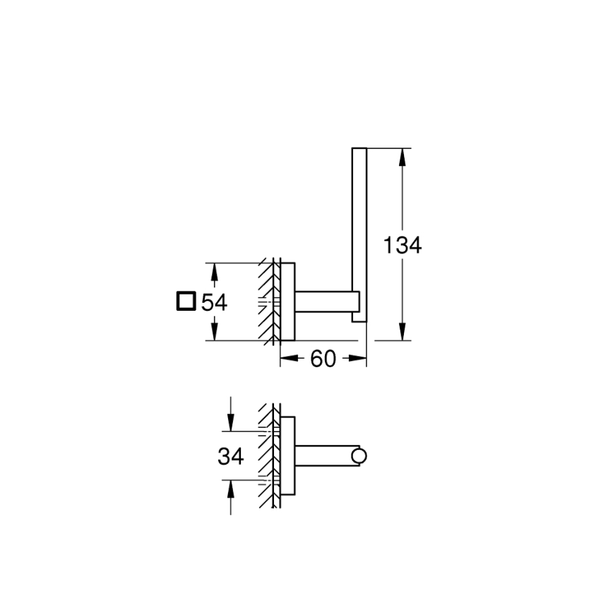GROHE 409792430 - Porte-rouleau pour rouleau de rechange START CUBE 13,4x6 cm noir