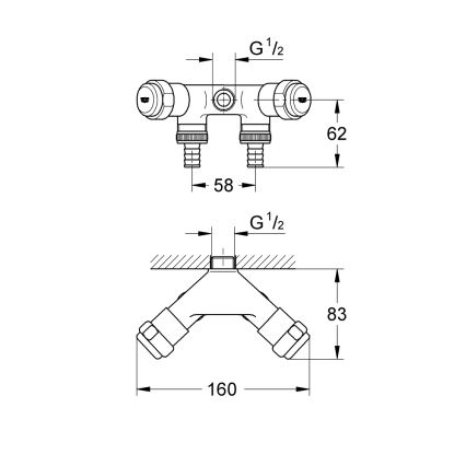 GROHE 41020000 - Dubbel ventiel EGGEMANN 12” glanzend chroom