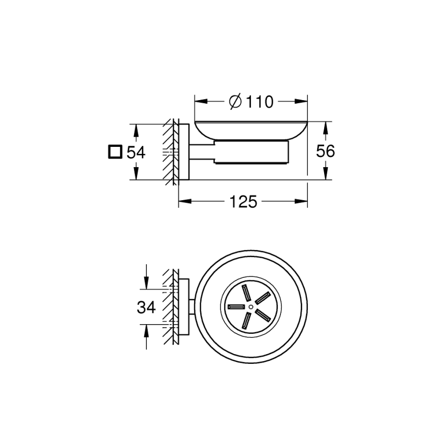 GROHE 41096DC0 - Zeephouder START CUBE 110 x 56 x 125 mm, RVS