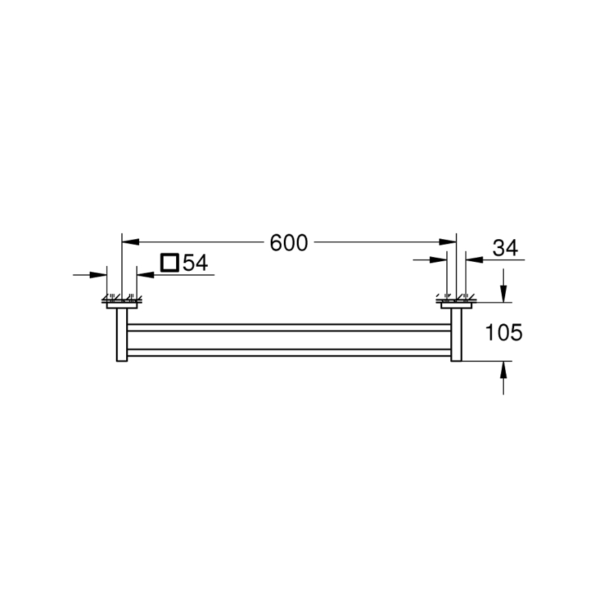 GROHE 41104000 - Porte-serviettes à deux bras START CUBE 654 mm chrome brillant