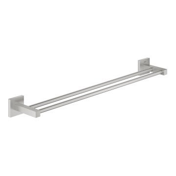 GROHE 41104DC0 - Porte-serviettes double QUICKFIX START CUBE 654 mm en acier inoxydable
