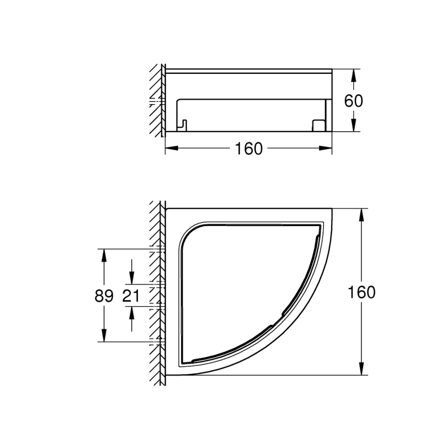 GROHE 41106DC0 - Hoekdoucheplank START CUBE 200 x 200 x 60 mm RVS