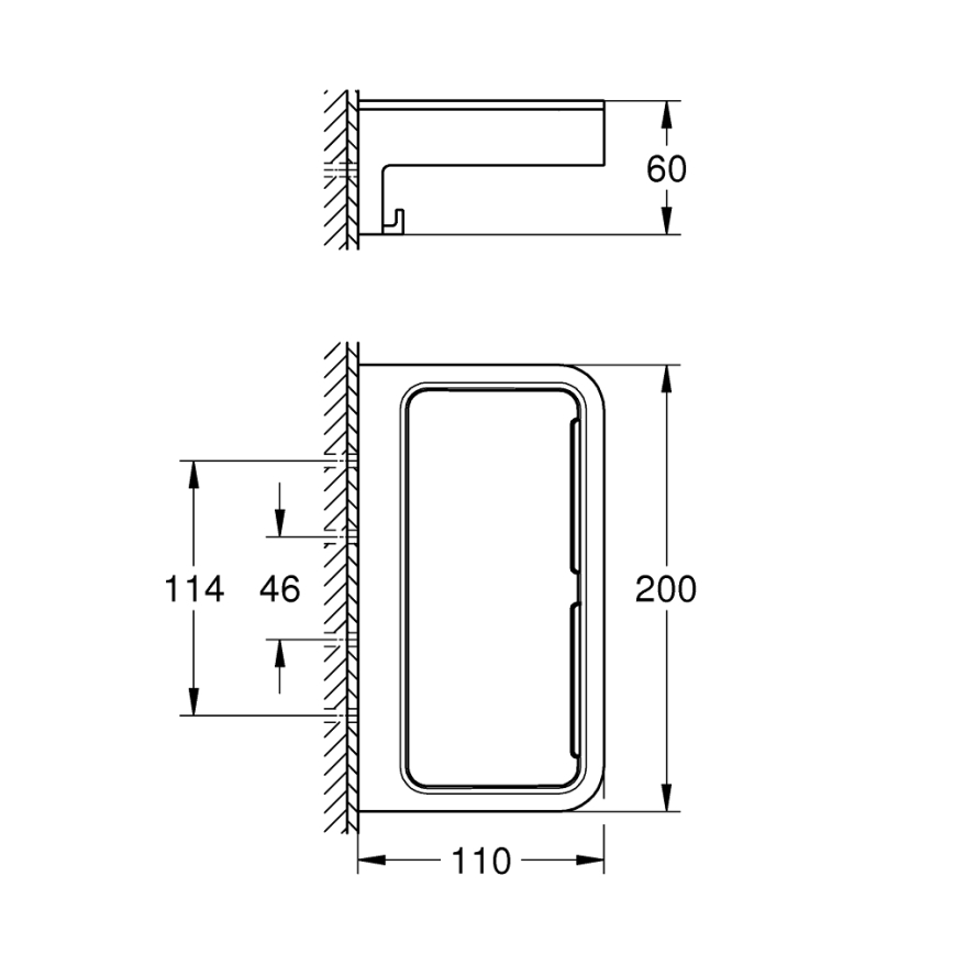 GROHE 411072430 - Doucheplank START CUBE 200 mm zwart