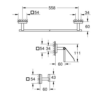 GROHE 41124DC0 - Kit d'accessoires START CUBE 558 mm en acier inoxydable