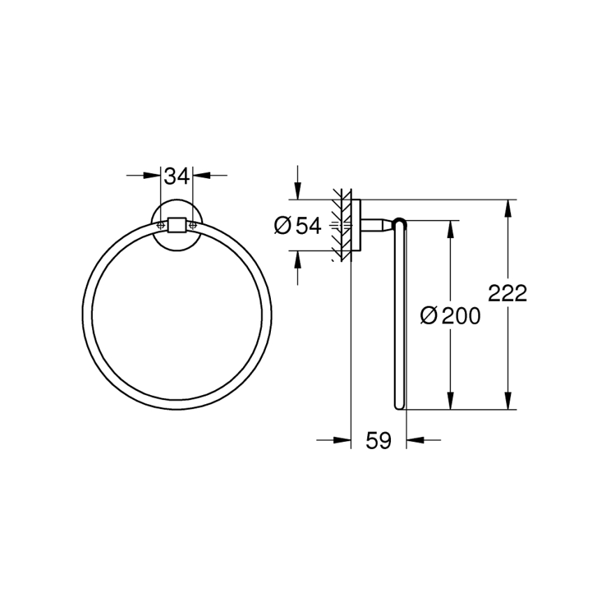 GROHE 41167000 - START COSMOPOLITAN handdoekhouder Ø 200 mm, glanzend chroom