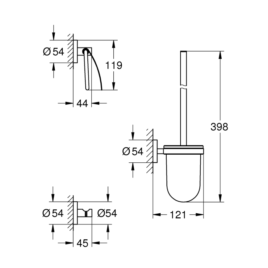 GROHE 41204DC0 - Kit d'accessoires pour WC 3 en 1 START en inox
