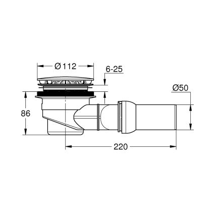 GROHE 49534000 - Afvoerset voor universele douchebakken Ø 112 mm chroom