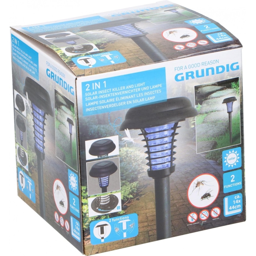 Grundig 12217 - Lampe solaire et zappeur d'insectes LED/1xAA 600 mAh