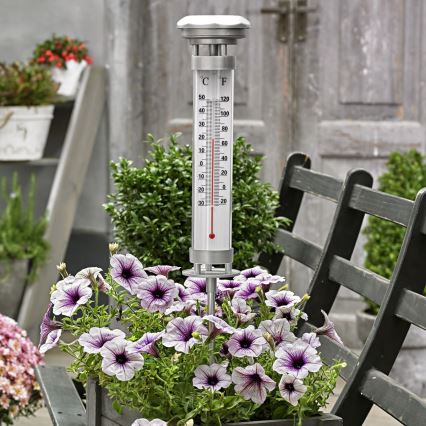 Grundig 89640 - LED zonne-lamp met thermometer 1xLED/1,2V 600 mAh IP44