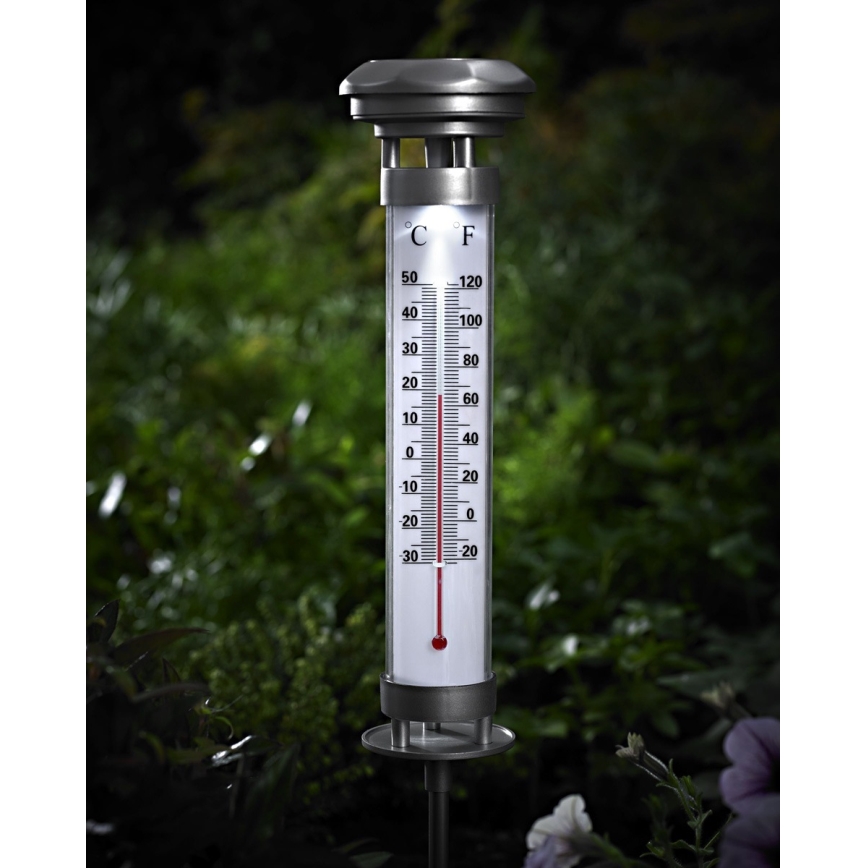 Grundig 89640 - LED zonne-lamp met thermometer 1xLED/1,2V 600 mAh IP44