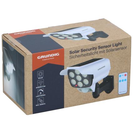 Grundig - Caméra de surveillance factice solaire à LED avec capteur, 1,2 V 800 mAh + télécommande