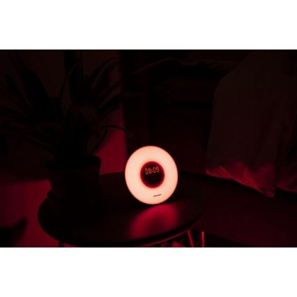 Grundig - Dimbare LED RGB Nacht Lamp met Wekker en FM radio LED/5W/5V