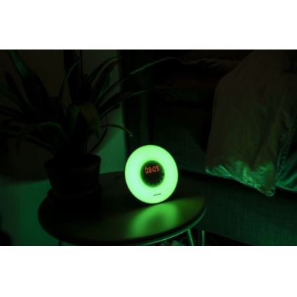 Grundig - Dimbare LED RGB Nacht Lamp met Wekker en FM radio LED/5W/5V