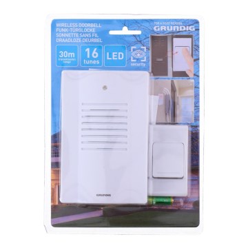 Grundig - Draadloze deurbel 16 melodieën 3xAA + 3x AG13 IP44