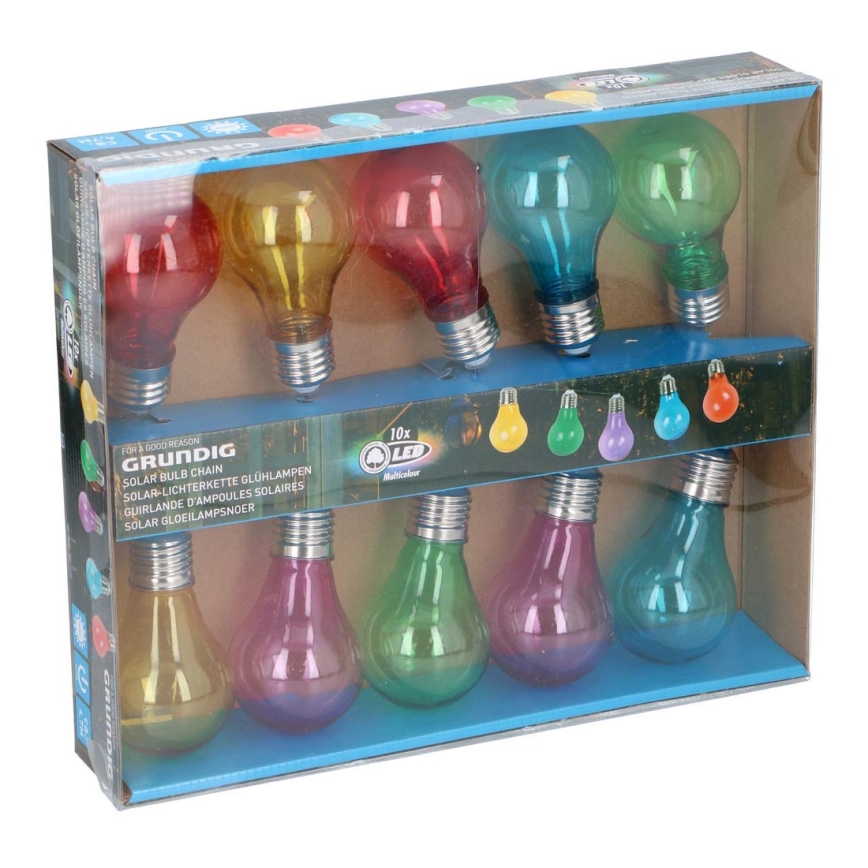 Grundig - Guirlande d'ampoules solaires 10xLED/1xAA 600 mAh multicolore