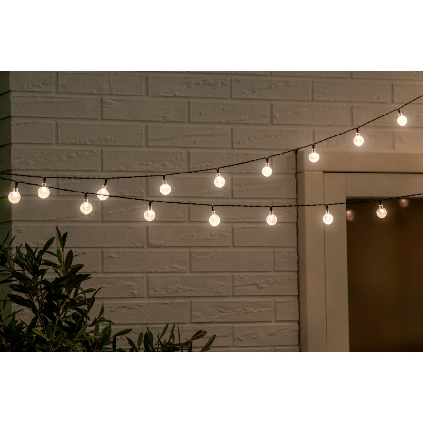 Grundig - Guirlande solaire à intensité variable 50xLED/8 fonctions 9,35m IP44 blanc chaud+Télécommande
