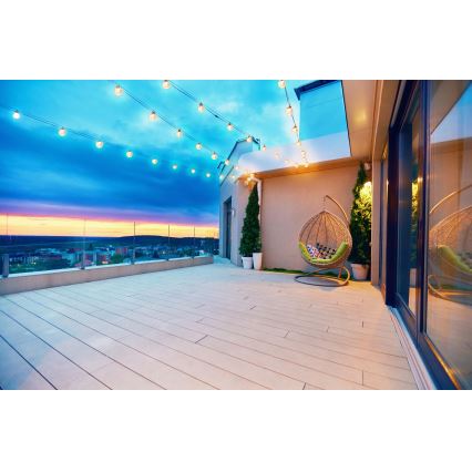 Grundig - Guirlande solaire LED dimmable 50 LED / 8 fonctions 9,35 m blanc chaud 1200 mAh IP44 + télécommande