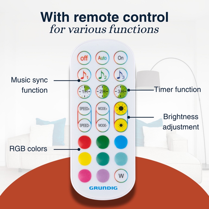 Grundig - Lampadaire LED RGBW dimmable LED/6W/230V + télécommande