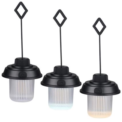 Grundig - Lampe de camping LED, 3×AA, 3000/4500/6000 K, IP44, noire
