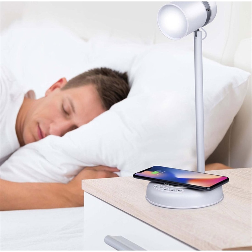 Grundig - LED tafellamp met draadloos opladen en luidspreker 3-in-1 LED/15W/5V