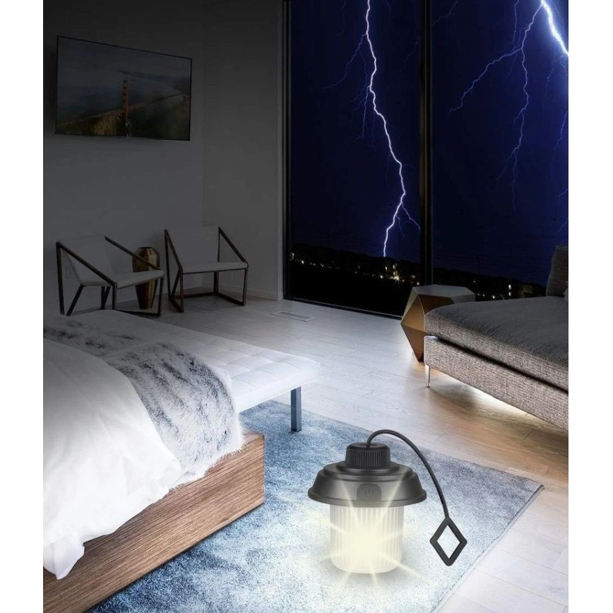 Grundig - LED-kampeerlamp LED/3xAA 3000/4500/6000K IP44 zwart