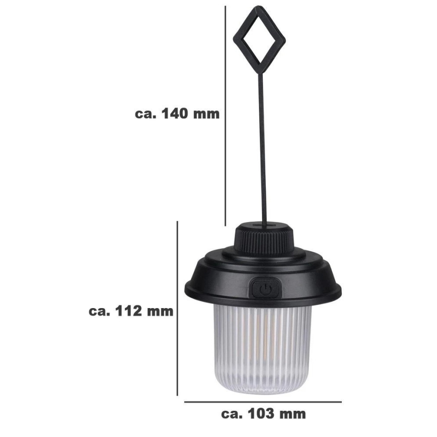 Grundig - LED-kampeerlamp LED/3xAA 3000/4500/6000K IP44 zwart
