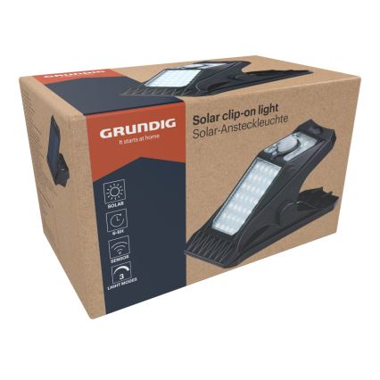 Grundig - LED-lamp op zonne-energie met een sensor CLIP-ON LED/9W/3,7V IP44