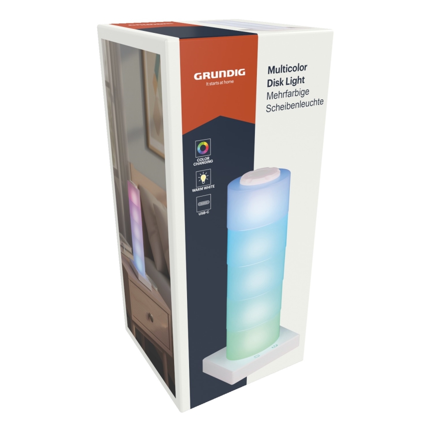 Grundig - LED RGB Tafellamp met aanraakbediening LED/4,5W/5V