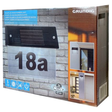 Grundig - Numéro de maison solaire avec détecteur LED/1,2V IP44