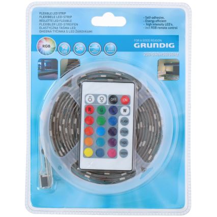 Grundig - Ruban LED RGB à intensité variable 3m LED/12W/230V + Télécommande