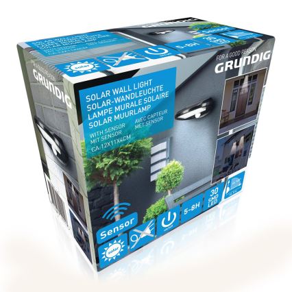 Grundig - SET 2x LED Solar wandlamp met sensor LED/3,2V