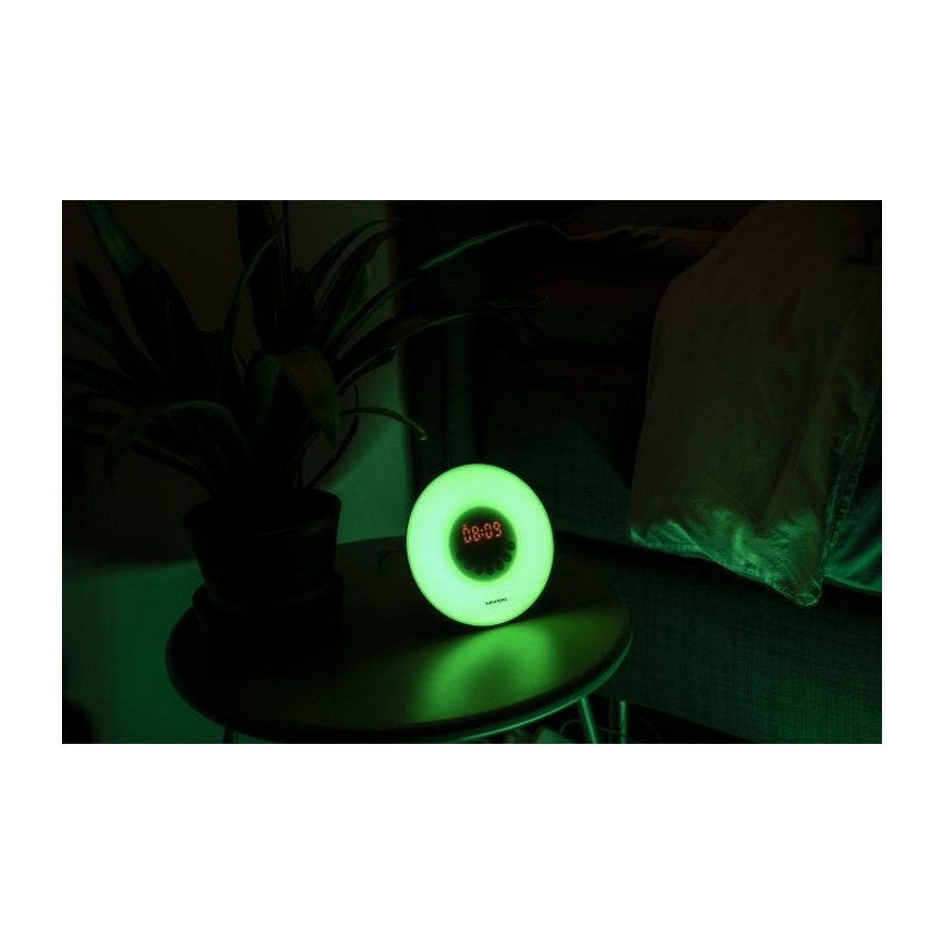 Grundig - Veilleuse LED RVB à intensité variable avec réveil et radio FM LED/5V